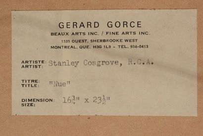 null COSGROVE, Stanley Morel (1911-2002)
"Nue"
Fusain
Signée en bas à gauche: Cosgrove
Titrée...