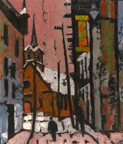 null ROUSSEAU, Albert (1908-1982)
"Place Royale, Québec"
Oil on masonite
Titled and...
