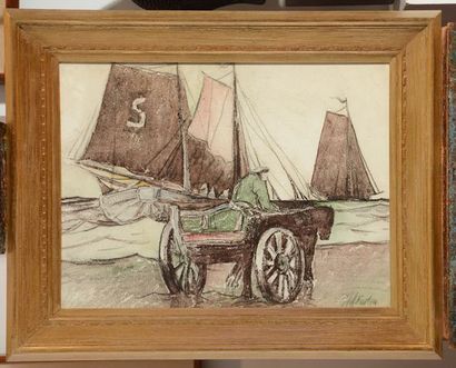 null FORTIN, Marc-Aurèle (1888-1970)
Horsedrawn cart by the sea, Gaspésie
Watercolour
Signed...