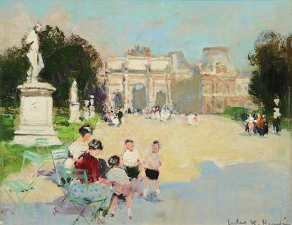 null HERVÉ, Jules René (1887-1981)
In a park, Paris
Oil on board
Signed on the lower...