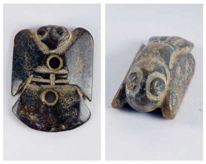 null Ensemble de 15 pendentifs et sujets archaïsants en pierres dures diverses, représentant...