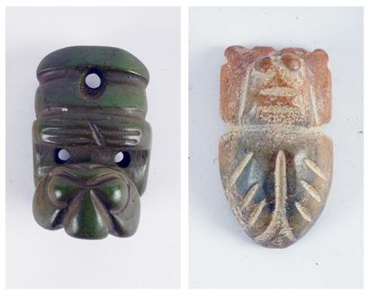 null Ensemble de 14 pendentifs archaïsants en pierres dures diverses, représentant...