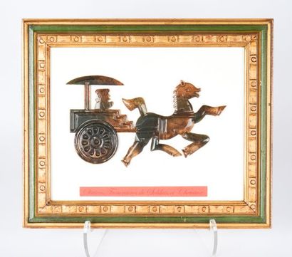 null Panneau décoratif: chariot en pierre de savon.

Chine, Xxe siècle

33 x 27 cm...