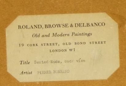 null BONNARD, Pierre (1867-1947)

"Seated nude, back view"

Mine de plomb sur papier

Signée...