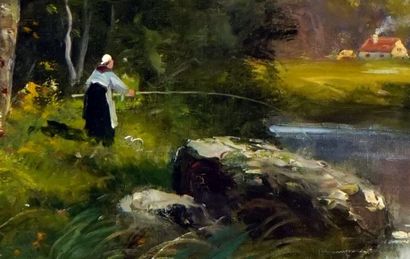 null MORISOT-PONTILLON, Edma (1839-1921)

À la pêche

Huile sur toile

Signée en...