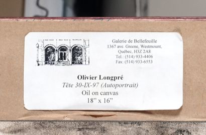 LONGPRÉ, Olivier (1973-) 
"Tête 30.1x-97 (Autoportrait)" 
Huile sur toile 
Signée...