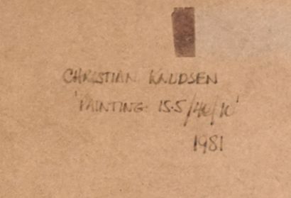  KNUDSEN, Christian (1945-) 
"Painting I5, 5/40/10" 
Technique mixte sur isorel 
Signée...