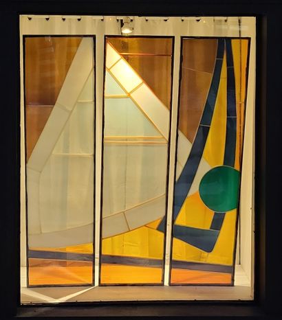  FERRON, Marcelle (1924-2001) 
Untitled, c. 1980 
Triptych, stained glass panels...