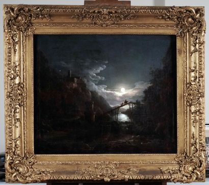 null ENGLISH SCHOOL 19TH C.


Around Alexander NASMYTH


Samll bridge by the moonlight


Oil...