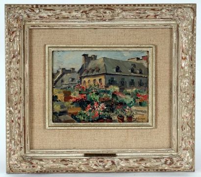 null CARON, Paul Archibald (1874-1941) 

"Flower market, Bonsecours"

Huile sur panneau

Signée...