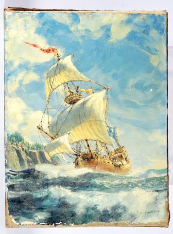 null STOBART, John (1929-)

French Galleon off the Coast, ca. 1960

Oil on canvas

Signed...