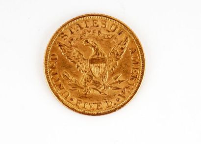 null Monnaie américaine en or de 5$ 'Liberty Head' de 1882, 0,24187 onces d'or, 21,6...