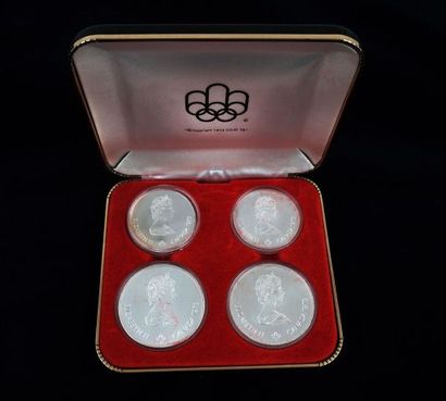 null Coffret de quatre monnaies olympiques en argent sterling de collection des Jeux...