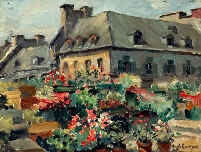 null CARON, Paul Archibald (1874-1941) 

"Flower market, Bonsecours

Oil on panel

Signed...