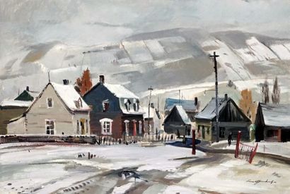 null BOUCHARD, Lorne Holland (1913-1978)

"October snow, Baie St.Paul

Oil on isorel

Signed...