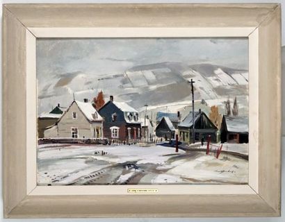 null BOUCHARD, Lorne Holland (1913-1978)

"October snow, Baie St.Paul

Oil on isorel

Signed...