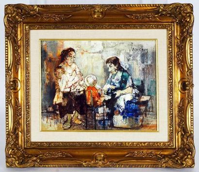  JANSEM, Jean Léon (1920-1990) 
Untitled - Family scene 
Oil on canvas 
Signed upper...