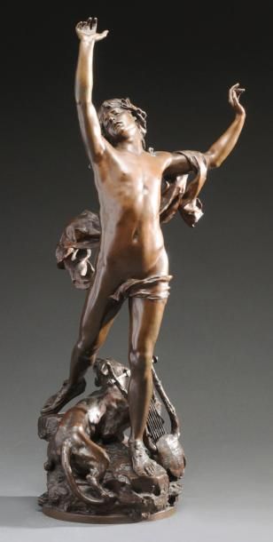 VERLET Raoul (1857-1923) « La douleur d'Orphée ». Importante sculpture en bronze...