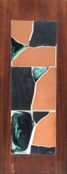 TRUDEAU, Yves RCA (1930-) Sans titre Céramique sur panneau de chêne Signée en bas...