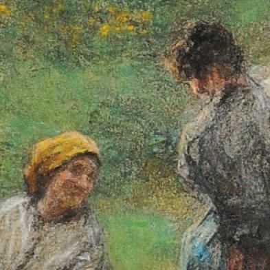 LHERMITTE, Léon Augustin (1844-1925) « Potins au lavoir » Pastel Signé et daté en...