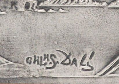 DALI, Salvador (1904-1989) La Crucifixion Bas-relief en métal argenté gaufré Signé...