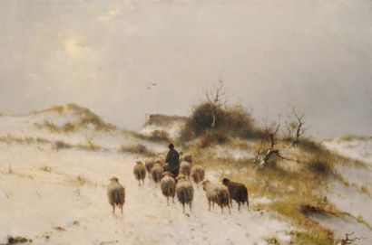 WESTERBEEK, Cornelis I (1844-1903) Troupeau de moutons 1898 Huile sur toile Signée...