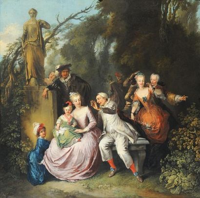 DIETRICH, Christian Wilhelm Ernst (1712-1774) Scène de la Commedia Dell'Arte Huile...