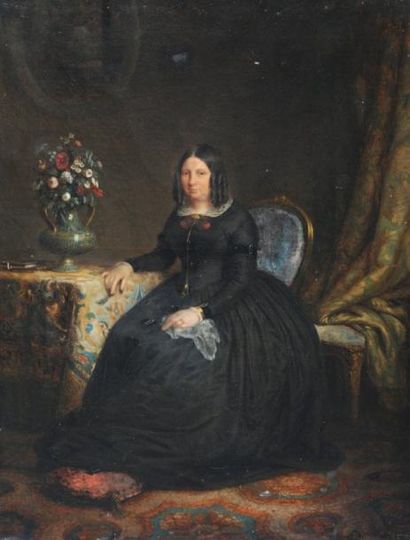 ÉCOLES ESPAGNOLES XIX° SIÈCLE - SPANISH SCHOOL 19 CENTURY Portrait d'une dame au...