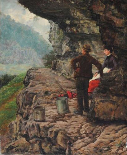 BARWELL, Frederic Bacon (1855-1897) Rendez-vous Huile sur toile Signée et datée en...