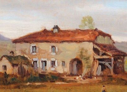 MONCHABLON, Jean Ferdinand (1855-1904) "Little Mill near Jonvelle" Huile sur panneau...