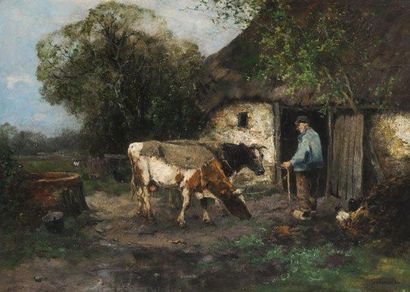 SCHERREWITZ, Johan Frederik Cornelius (1868-1951) La ferme Huile sur toile Signée...