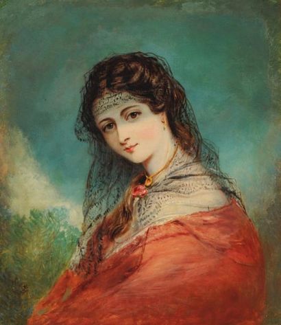 MILLAIS, John Everett (1829-1896) Jeune fille Huile sur toile Monogrammée et datée...