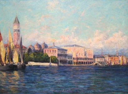 ISAILOFF, Alexandre (1869-1996) Vedute di Venezia Huile sur toile Signée et datée...