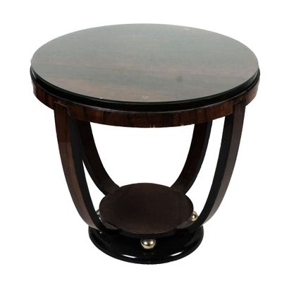 null Pedestal table attributed to Jacques-Émile RULHMANN, circular veneer wood top...