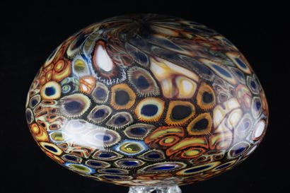 null Large MURANO lamp with MILLEFIORI globe which rests on a transparent, openwork...