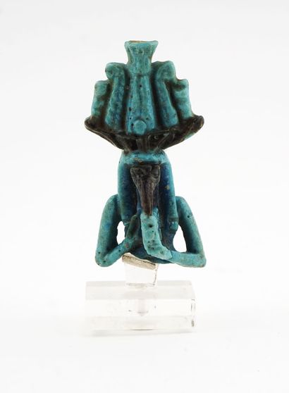  Fragmented faience amulet of the Egyptian god Toth and fragmented bronze amulet...