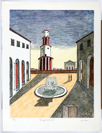  DE CHIRICO, Giorgio (1888-1978) 
"Il segreto della fontana" (1971) 
Lithographie...