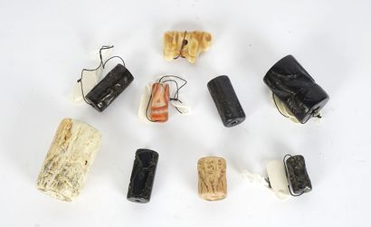  Set of eight Mesopotamian cylinder seals, mix of genuine and copies after the Antique....