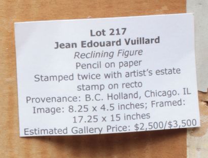  VUILLARD, Édouard (1868-1940) 
Reclining Figure 
Pencil on paper 
Monogrammed on...
