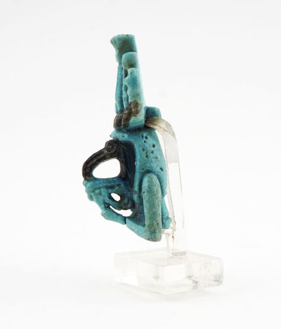 null Fragmented faience amulet of the Egyptian god Toth and fragmented bronze amulet...