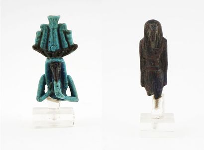  Fragmented faience amulet of the Egyptian god Toth and fragmented bronze amulet...