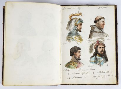 null "GREPPI, COSTUMI" - Carnet de dessins aquarellés [1844]. 

Format in-4. 

Recueil...