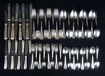  Christofle cutlery ALBI collection in silvery metal, set of 8 complete cutlery including...
