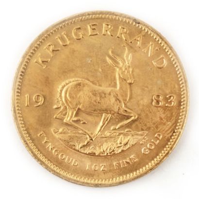 null Une monnaie en or Krugerrand 1983 "Fyngoud 1oz Fine Gold", 33,8 g dans un étui...