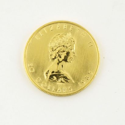 null Une monnaie en or du Canada Feuille d'érable, "Fine Gold 1oz or pur 9999" 1985....