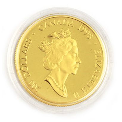 null Une monnaie 200 dollars du Canada Buffle Blanc 1998, 0,9166 d'or, 17,14g, diamètre...