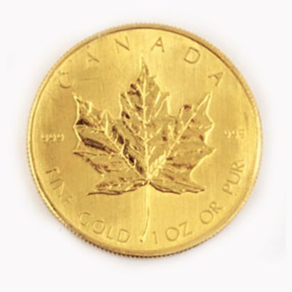 null Une monnaie en or du Canada Feuille d'érable, "Fine Gold 1oz or pur 999" 1979....