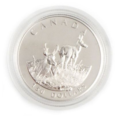null Une monnaie de 150 dollars du Canada Chevreuils, Platine .999,2000.15,55 g.,...