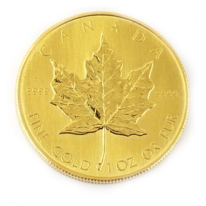 null Une monnaie en or du Canada Feuille d'érable, "Fine Gold 1oz or pur 9999" 1989....