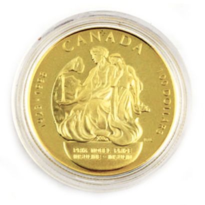 null Une monnaie de 100 dollars Découverte de l'Insuline, Canada 1998, 0,583 d'or,...